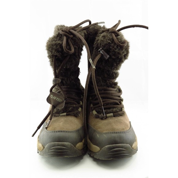 Hi-Tec Boot Sz 8 M Snow Boot Round Toe Brown Leather Women - Picture 3 of 7